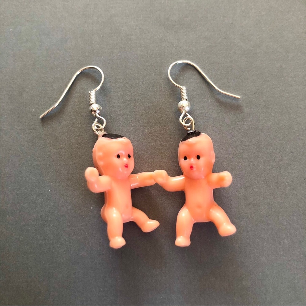 White baby earrings